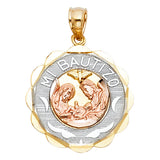 14K 3C Mi Bautizo Pendant Round Big (PT247)