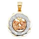 14K 3C Mi Bautizo Pendant Round Small (PT248)