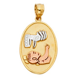 14K 3C Baptism Pendant Oval Big (PT254)