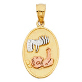 14K 3C Baptism Pendant Oval Small (PT255)