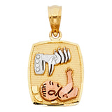 14K 3C Baptism Pendant Squared Big (PT256)