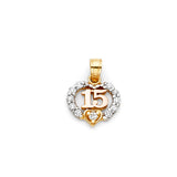 14K 3C 15 Years Heart Pendant (PT367) (PT367)