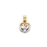 14K 3C 15 Years Heart Pendant (PT368) (PT368)