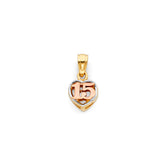 14K 3C 15 Years Heart Pendant (PT370) (PT370)