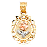 14K 3C Flower Pendant (PT399) (PT399)