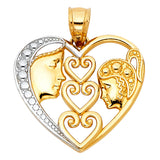 14K 2T Heart Pendant (PT421) (PT421)