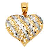 14K 2T Heart Pendant (PT428) (PT428)
