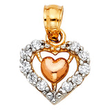 14K 3C Heart Pendant (PT439) (PT439)
