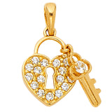 14KY CZ Lock Pendant (PT551) (PT551)