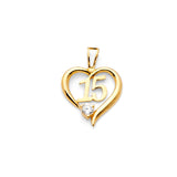 14KY CZ 15 Years Heart Pendant (PT719) (PT719)