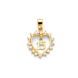14KY CZ 15 Years Heart Pendant (PT720) (PT720)