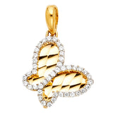 14K 2T CZ Butterfly Pendant (PT771)