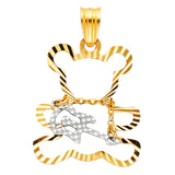 14K 2T Bear Guitar Pendant (PT797)