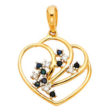 14K 2T Heart CZ Pendant (PT830)