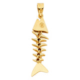 14KY Motion Fish Bone Pendant (PT834)