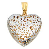 14K 2T Flower Cut Out Heart Pendant (PT835)