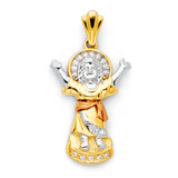 14K 3C CZ Divine Infant Jesus Pendant (PT1195)