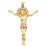 14K 2T CZ Jesus Christ Body Pendant (PT1197)