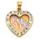 14K 3C CZ Teamo Heart Pendant (PT1328)