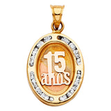 14K 3C CZ 15 Years Pendant (PT1329)