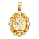 14K 3C CZ Baptism Pendant (PT1450)