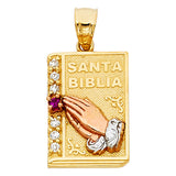 14K 3C CZ Praying Hands Pendant (PT1475)