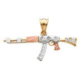 14K 3C CZ Rifle Gun Pendant (PT1517)