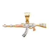 14K 3C CZ Rifle Gun Pendant (PT1518)
