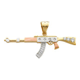 14K 3C CZ Rifle Gun Pendant (PT1519)