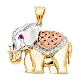 14K 3C CZ Elephant Pendant (PT1535)