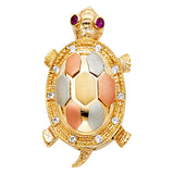 14K 3C CZ Turtle Pendant (PT1541)