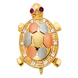 14K 3C CZ Turtle Pendant (PT1542)