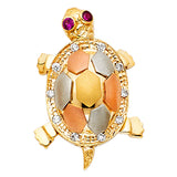 14K 3C CZ Turtle Pendant (PT1543)