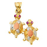 14K 3C Twin Turtle Pendant (PT1546)