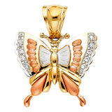 14K 3C CZ Butterfly Pendant (PT1555)