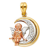 14K 3C CZ Angel Pendant (PT1558)