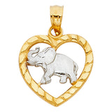 14K 2T Elephant Heart Pendant (PT1622)