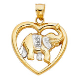 14K 2T Elephant Heart Pendant (PT1623)