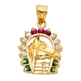 14KY CZ Lucky Horse Shoe Pendant (PT1630)