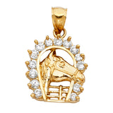14KY CZ Lucky Horse Shoe Pendant (PT1631)