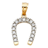 14K 2T CZ Lucky Horse Shoe Pendant (PT1633)