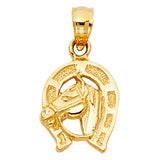 14KY Lucky Horse Shoe Pendant (PT1636)