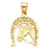 14KY Lucky Horse Shoe Pendant (PT1640)