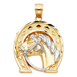 14K 2T Lucky Horse Shoe Pendant (PT1642)