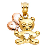 14K 2T Baby Bear with Balloon Pendant (PT1653)