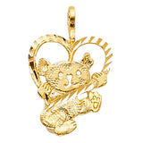 14KY Baby Bear with Heart Pendant (PT1655)