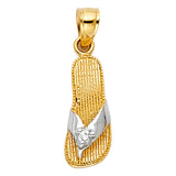 14K 2T CZ Sandal Pendant (PT1702)