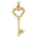 14KY CZ Heart Design Key Pendant (PT1723)