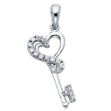 14KW CZ Heart Design Key Pendant (PT1726)