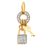 14K 2T CZ Key & Lock Pendant (PT1731)